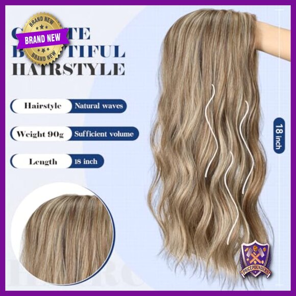 18 Inch Wavy Synthetic Hair Topper with Heat Resistant Fibre Swiss Base main image 5